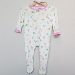 NWT Mudpie Pickleball Print Bamboo Sleeper with Bib Size 0-3M